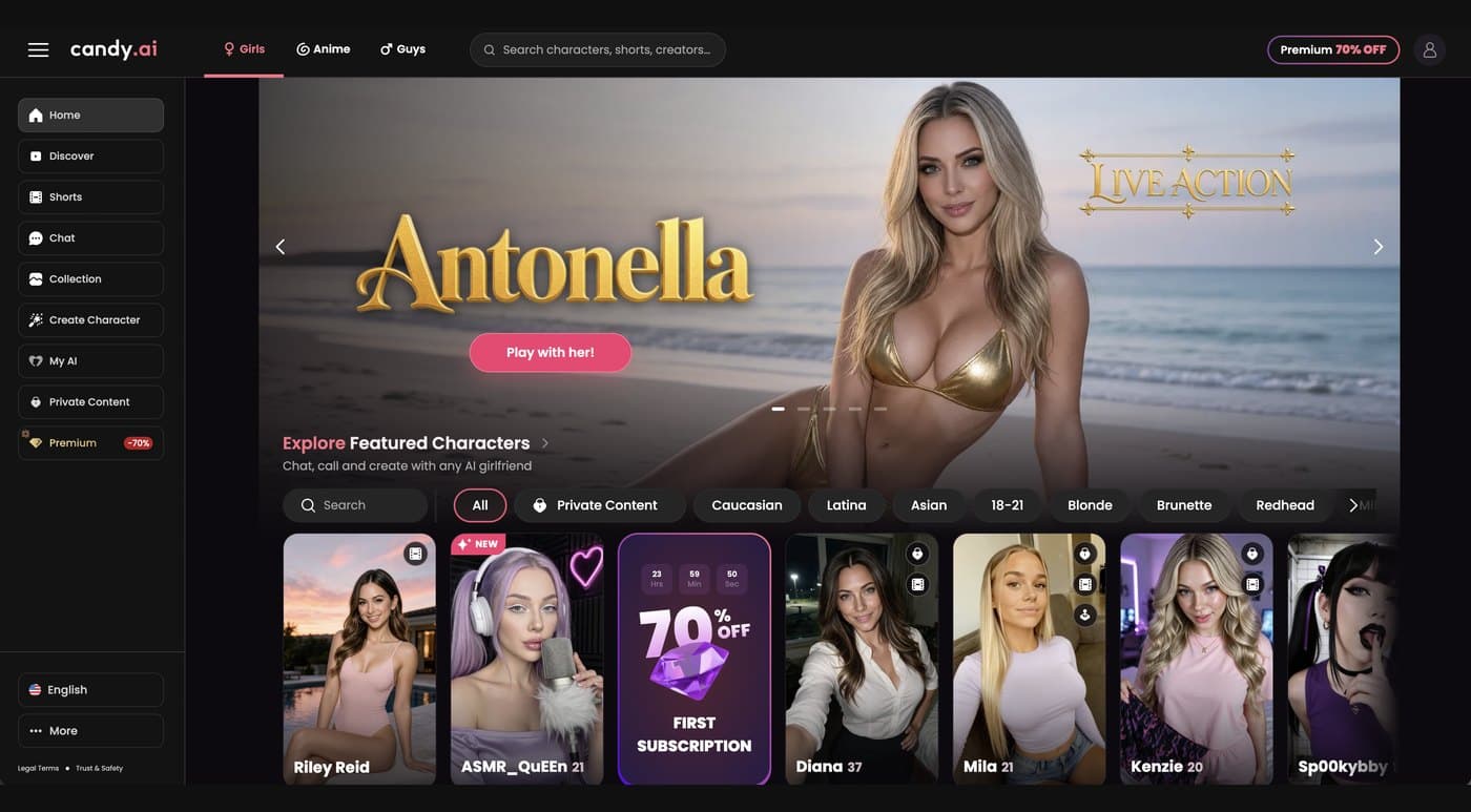 Candy AI interface screenshot